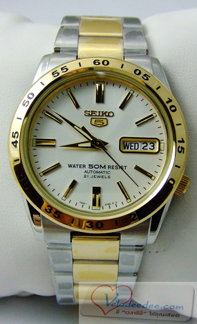 Seiko 5 Sport Automatic นาฬิกาข้อมือผู้ชาย สายสแตนเลสสลับสีทอง รุ่น  SNKE04K1 