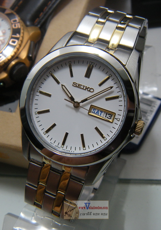 SEIKO Neo Classic นาฬิกาข้อมือผู้ชาย สีทองสลับเงินหน้าปัดขาว รุ่น SGGA45P1