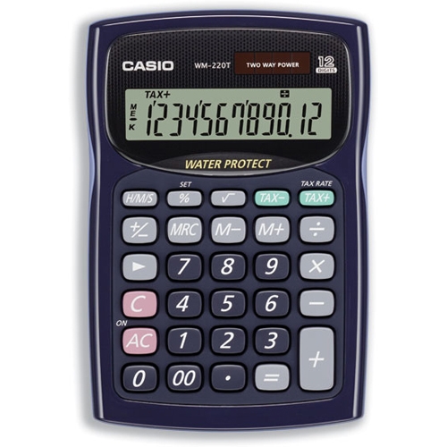 เครื่องคิดเลข คาสิโอ WM-220T  (กันน้ำได้)Water-protected and Dust-proof Calculators*
