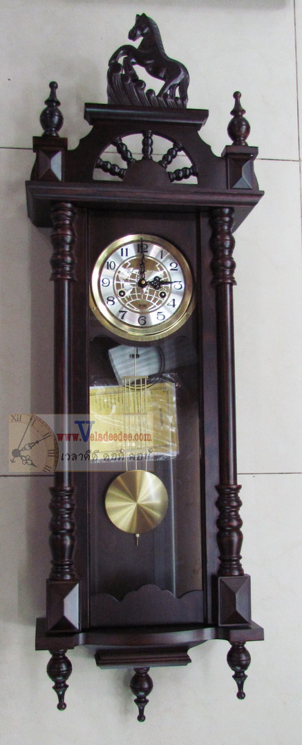 นาฬิกาแขวน ไขลานขนาดใหญ่ 120 ซม. ยี่ห้อ POLARIS หัวม้า 9957 ## หน้าปัดตัวเลขอารบิค## (ตีปลุกทุกครึ่งชั่วโมงและชัวโมง )  ครับ* 