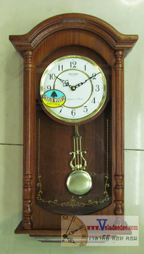 นาฬิกาแขวน Rhythm ตัวเรือนไม้แท้ รุ่น CMJ301ER06  