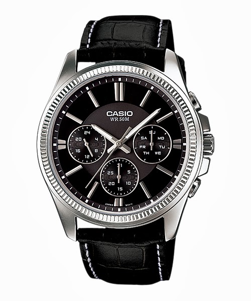 Casio ประกันศูนย์เซ็นทรัล 1 ปี นาฬิกาข้อมือ สายสเตนเลสสตีล แสดงวันที่และสัปดาห์ รุ่น  MTP-1375L-1AVDF