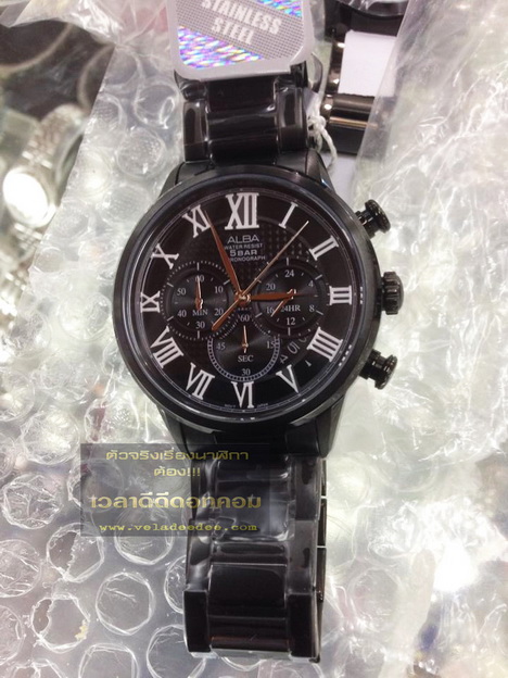 นาฬิกา ข้อมือ Alba (อัลบ้า) Smart Gents  Classic Sport Chronograph Gent AT3431X1 Black Ip  (พิเศษลด 30%)
