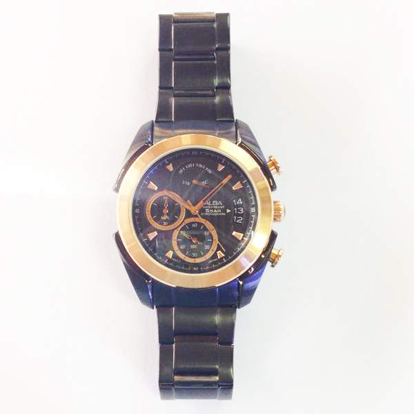 นาฬิกาข้อมือ Alba by seiko (นาฬิกา อัลบ้า) SignA Sport Chronograph Gent AS6042X1 black ip