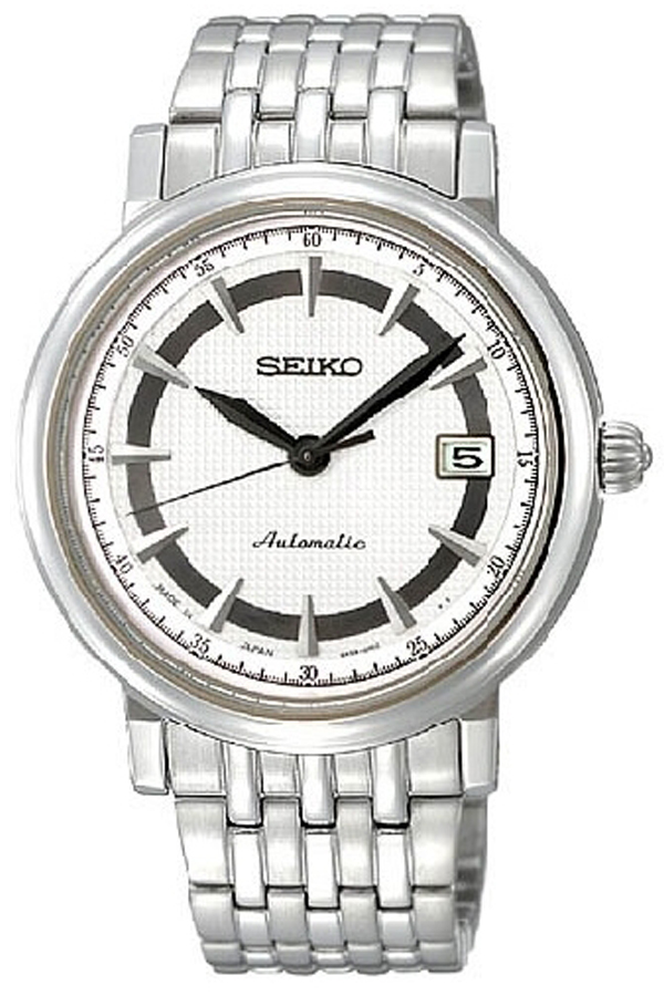 Seiko Suprerior Automatic Sapphire glass นาฬิกาข้อมือ Stainless Strap Made in Japan รุ่น SRP111J1- สีขาว