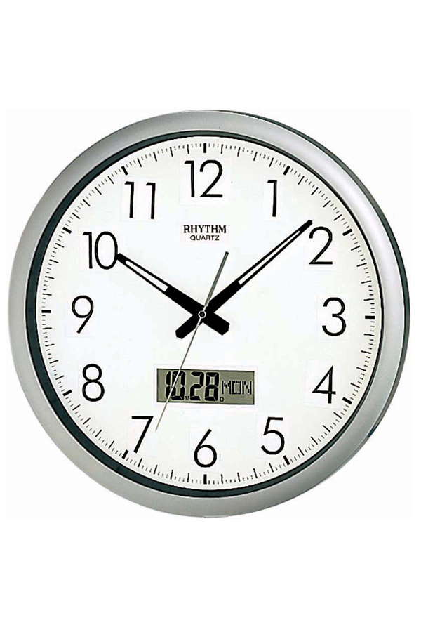 RHYTHM นาฬิกาแขวนพลาสติก ขนาด 42 ซม. รุ่น CFG702NR19 - Silver