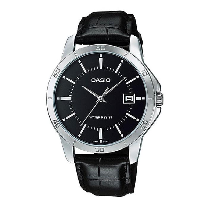 Casio Standard นาฬิกาข้อมือสุภาพบุรุษ สีดำ สายหนัง รุ่น MTP-V004L-1AUDF