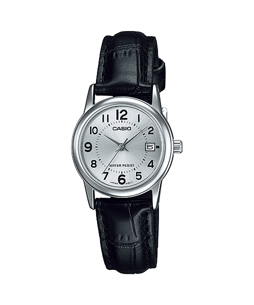 Casio นาฬิกาข้อมือหญิง สีดำ/ขาว สายหนัง รุ่น LTP-V002L-7BUDF