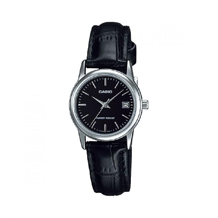 Casio นาฬิกาข้อมือหญิง สีดำ สายหนัง รุ่น LTP-V002L-1AUDF
