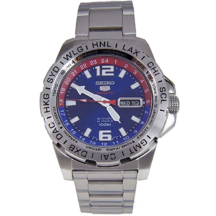 SEIKO 5 Automatic Sports นาฬิกาข้อมือผู้ชาย สีเงิน/น้ำเงิน สายสแตนเลส รุ่น SRP681K1