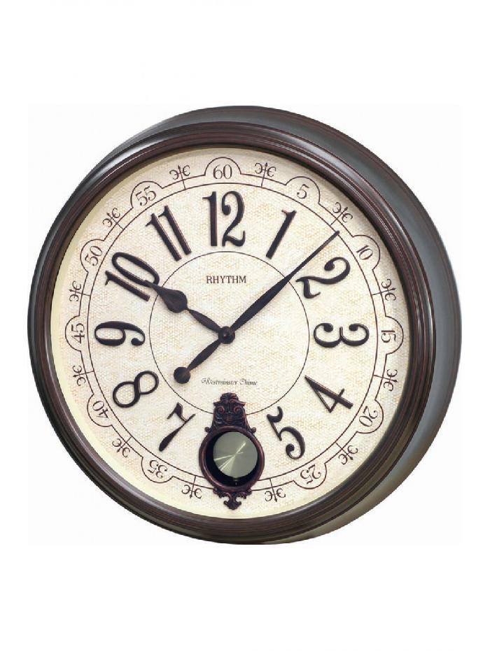 RHYTHM นาฬิกาแขวนขนาดใหญ่ 23 นิ้ว มีเสียงเตือนทุก 15 นาที รุ่น CMJ504NR06 (Brown)