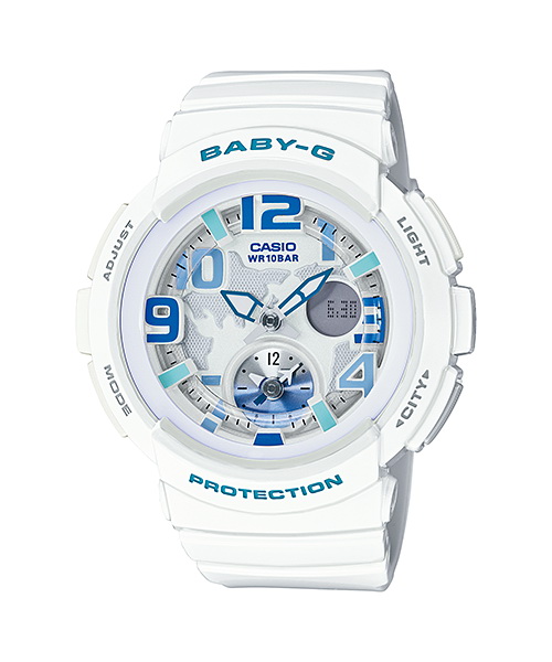 Casio Baby-G นาฬิกาข้อมือสุภาพสตรี สายเรซิ่น รุ่น BGA-190-7BDR - สีขาว
