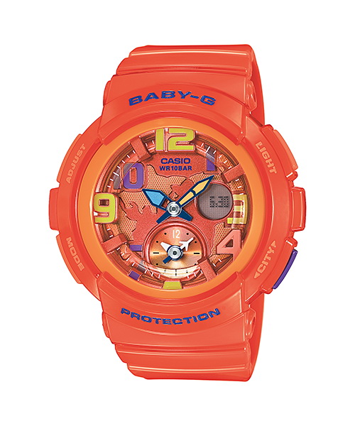 Casio Baby-G นาฬิกาข้อมือสุภาพสตรี สายเรซิ่น รุ่น BGA-190-4BDR - สีส้ม