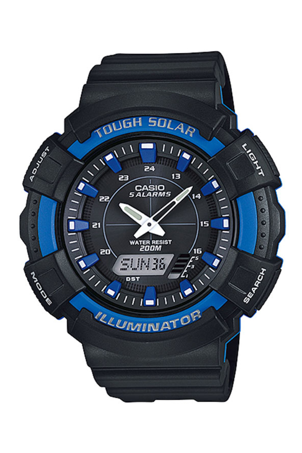 Casio นาฬิกาผู้ชาย สายเรซิ่น Standard Solar Power Digital รุ่น AD-S800WH-2A2 - black / back blue
