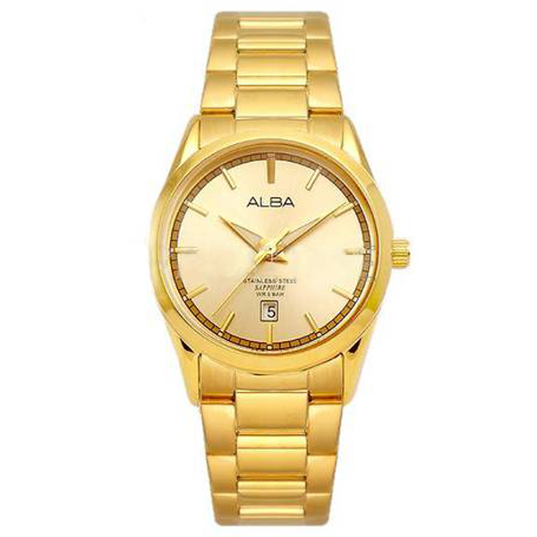 ALBA นาฬิกาข้อมือ สายสเเตนเลส  modern ladies sapphire Crystal  รุ่น AH7C24X1 - สีทอง