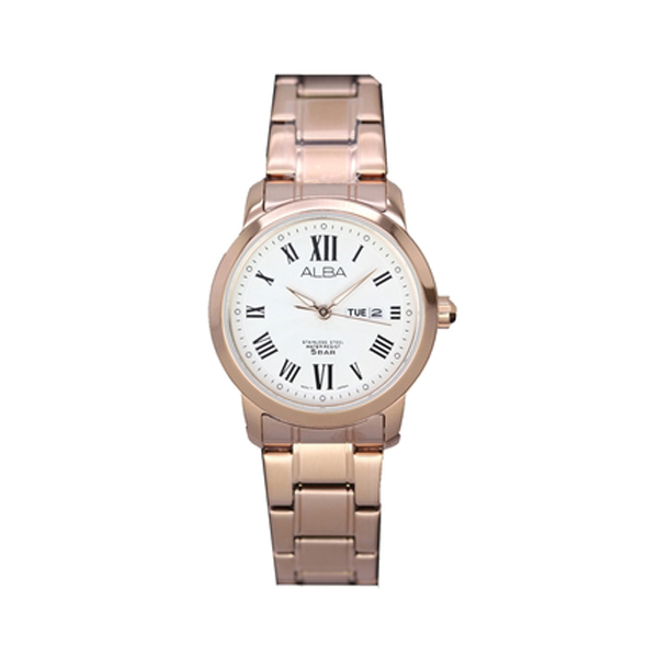 ALBA modern ladies นาฬิกาข้อมือผู้หญิง สายสแตนเลสสตีล รุ่น AN8002X1  - Pinkgold