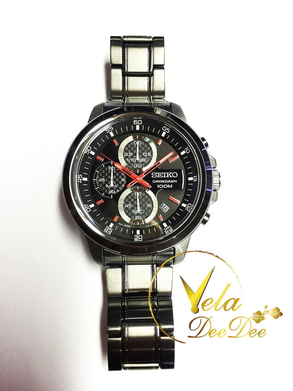 Seiko Chronograph นาฬิกาข้อมือ สายสแตนเลสสีดำ รุ่น SKS509P1 - หน้าปัดดำ