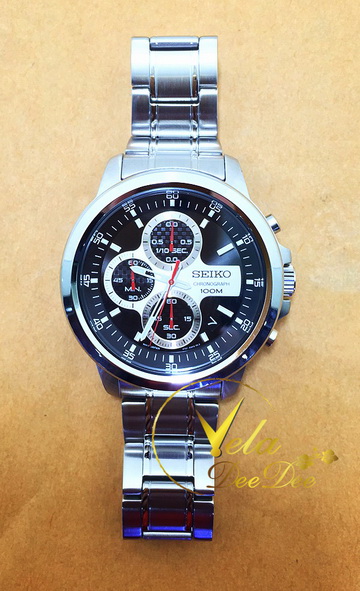 Seiko Chronograph นาฬิกาข้อมือ สายสแตนเลส รุ่น SKS497P1 - หน้าปัดดำ