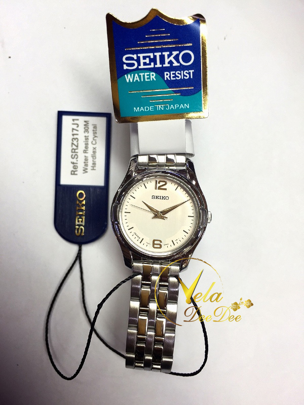 SEIKO made in japan นาฬิกาข้อมือผู้หญิง สายสแตนเลส รุ่น SRZ317J1 - สีขาว