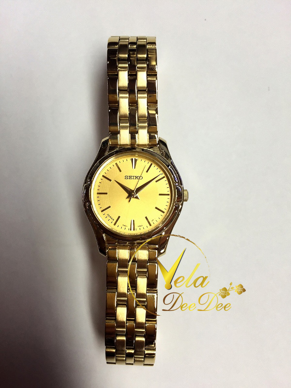 SEIKO made in japan นาฬิกาข้อมือผู้หญิง สายสแตนเลสทอง รุ่น SRZ314J1 - สีทอง