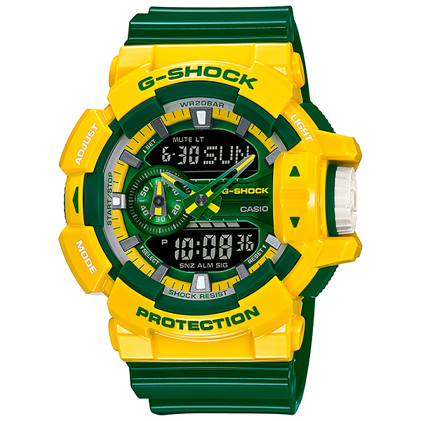 Casio G-Shock นาฬิกาข้อมือผู้ชาย  สีเหลือง/เขียว สายเรซิ่น รุ่น GA-400CS-9A