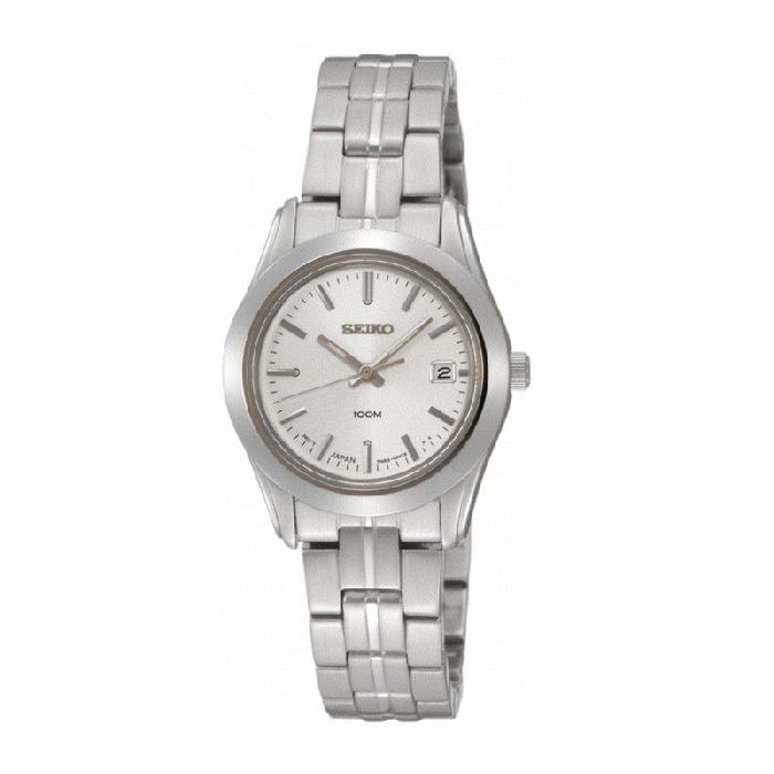 Seiko นาฬิกาข้อมือผู้หญิง สีเงิน/ขาว สายสแตนเลส รุ่น SXDB35P1