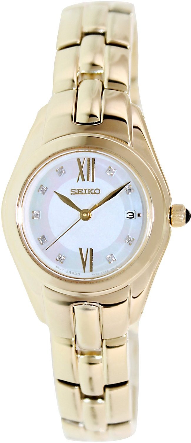 Seiko Diamond นาฬิกาข้อมือผู้หญิง สายสแตนเลส เพชรแท้ รุ่น SXDB58P1 -สีทอง