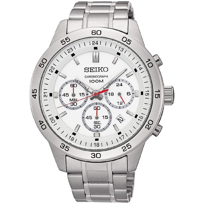 SEIKO Neo Sport Chronograph นาฬิกาข้อมือผู้ชาย หน้าปัดขาว รุ่น SKS515P1