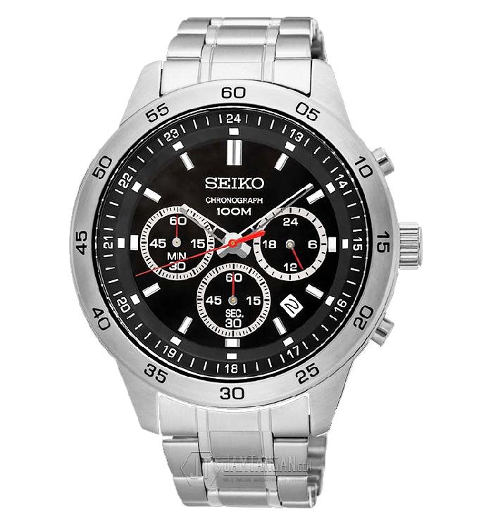 SEIKO Neo Sport Chronograph นาฬิกาข้อมือผู้ชาย หน้าปัดดำ รุ่น SKS519P1