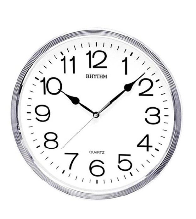 RHYTHM นาฬิกาแขวนพลาสติก รุ่น CMG734CR19 ( เงิน )