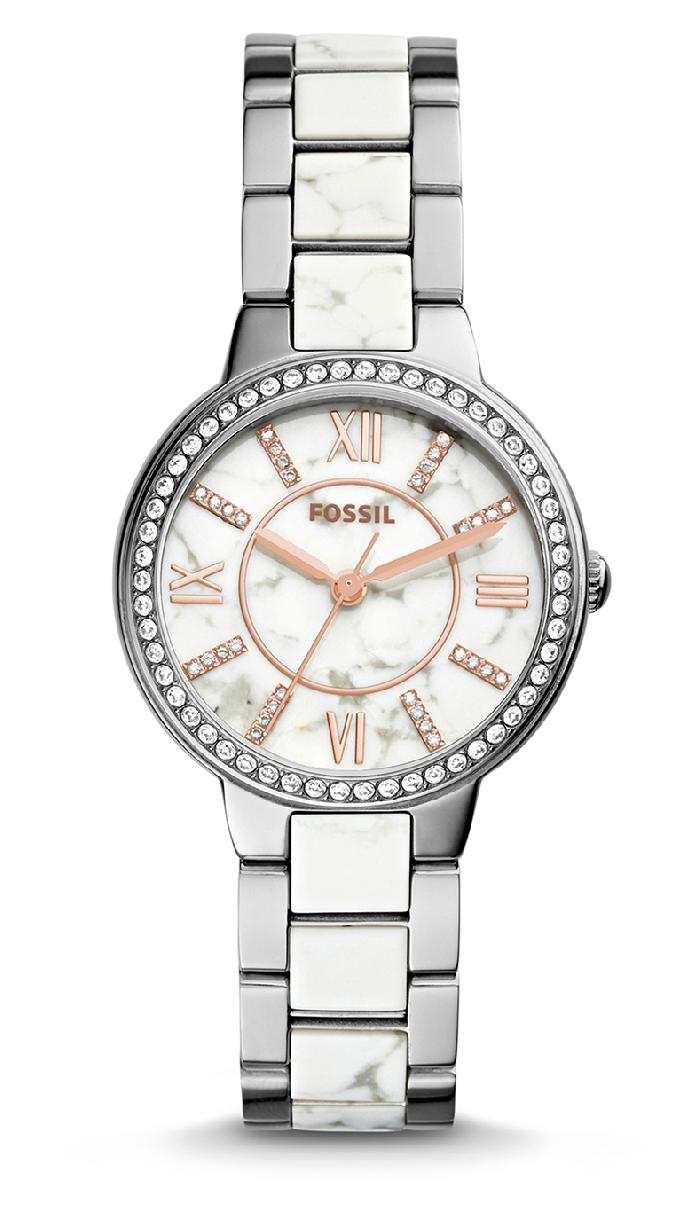  Fossil Virginia White Dial Ladies Stainless Steel Watch นาฬิกาข้อมือ รุ่น ES3962