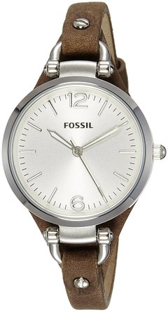 Fossil Georgia Silver Dial Tan Leather Ladies Watch นาฬิกาข้อมือ รุ่น ES3060