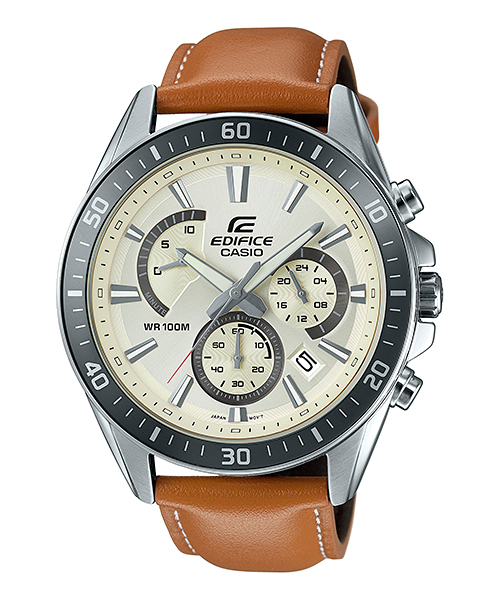 Casio Edifice นาฬิกาข้อมือชาย สายหนัง รุ่น EFR-552L-7AV - Silver