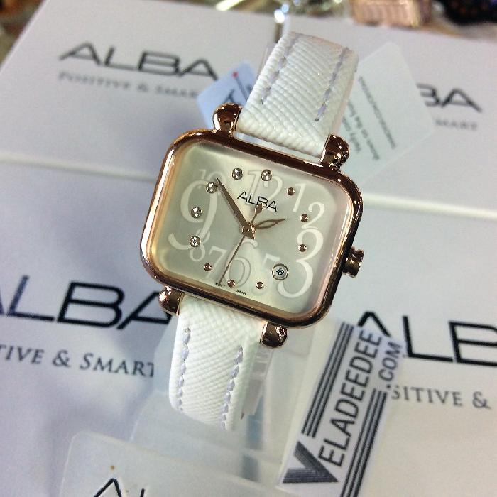  Alba modern ladies นาฬิกาข้อมือหญิง ทรงสี่เหลี่ยม สายหนัง รุ่น AH7K06X1