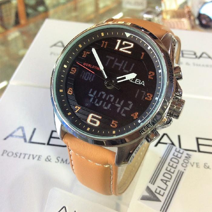 Alba แสดงเวลา 2 ระบบ Men's Watch นาฬิกาผู้ชาย สายหนัง รุ่น รุ่น AZ4013X1