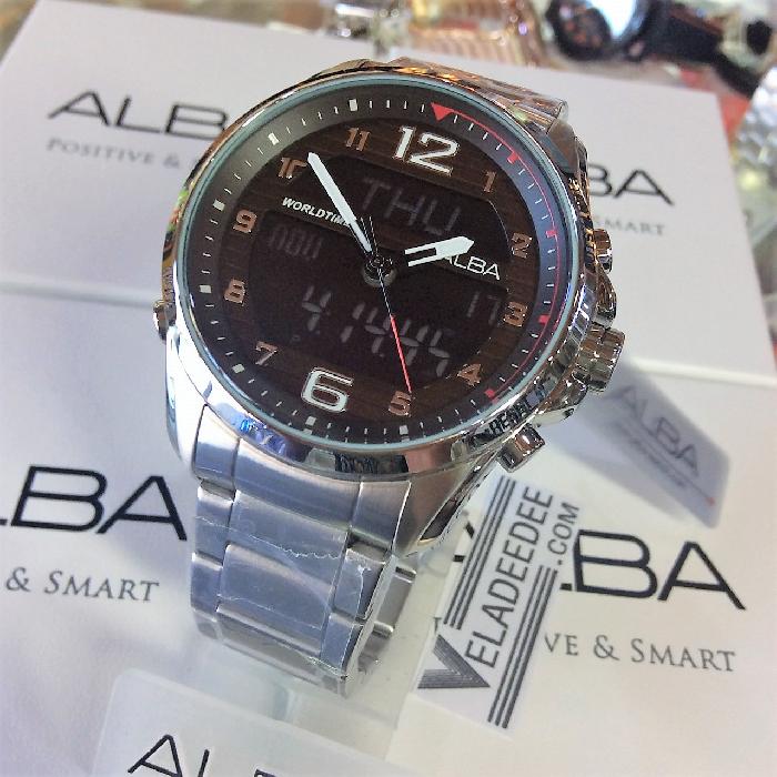 Alba แสดงเวลา 2 ระบบ Men's Watch นาฬิกาผู้ชาย สายสแตนเลส รุ่น รุ่น AZ4007X1