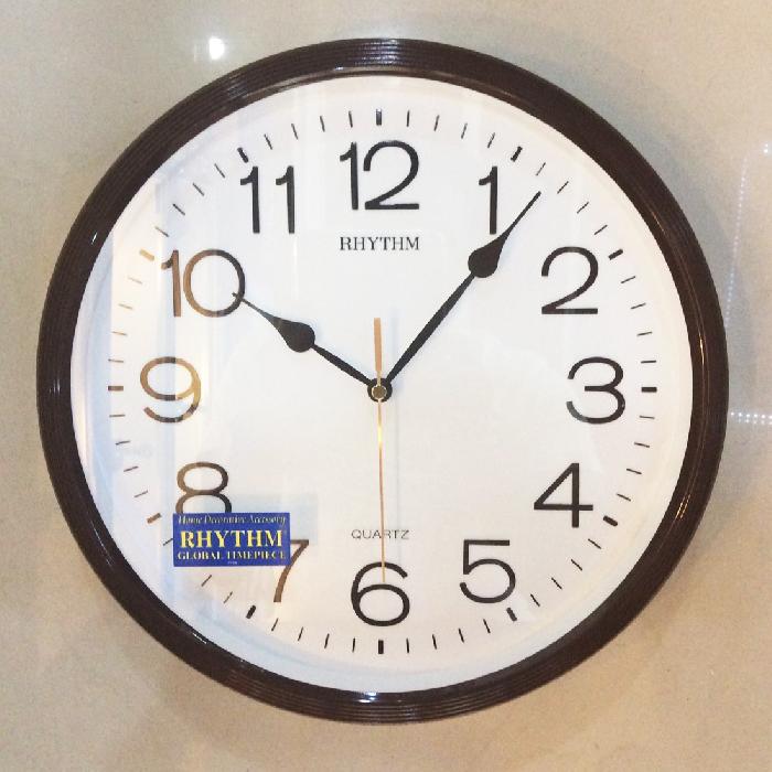 RHYTHM Japan นาฬิกาแขวนพลาสติก รุ่น CMG734ER06 - สีน้ำตาล