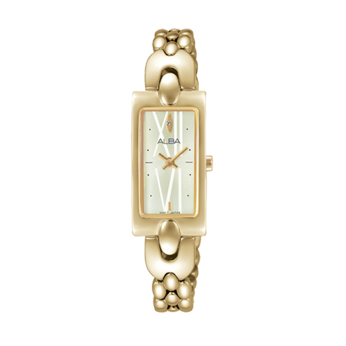  Alba modern ladies นาฬิกาข้อมือหญิง ทรงสี่เหลี่ยม  สายสแตนเลสสีทอง รุ่น AEGD38X1 