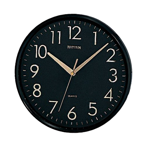 RHYTHM Japan นาฬิกาแขวนพลาสติก ขนาด 10 นิ้ว รุ่น CMG716NR02 Black/Gold 