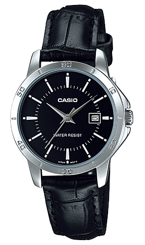 Casio นาฬิกาข้อมือหญิง สีดำ สายหนัง รุ่น LTP-V004L-1AUDF