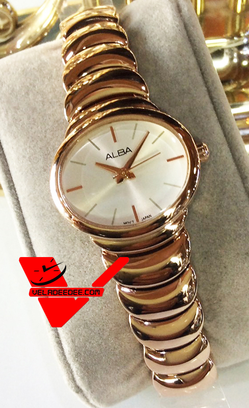 Alba modern ladies นาฬิกาข้อมือหญิง ทรงกลม สายสแตนเลสสีทองชมพู รุ่น AH8314X1  (PinkGold)