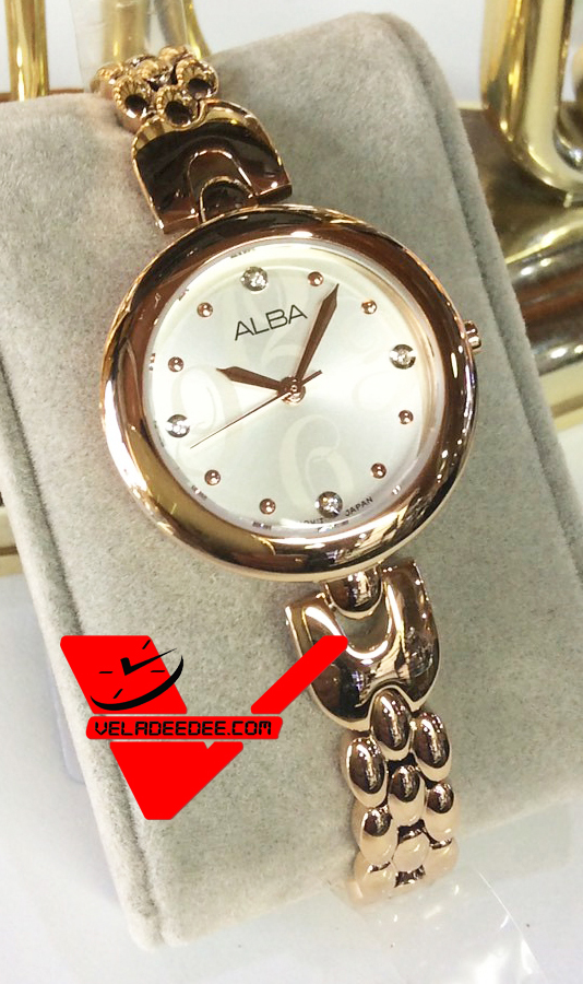 Alba modern ladies นาฬิกาข้อมือหญิง ทรงกลม สายสแตนเลสสีทอง รุ่น AH8328X1