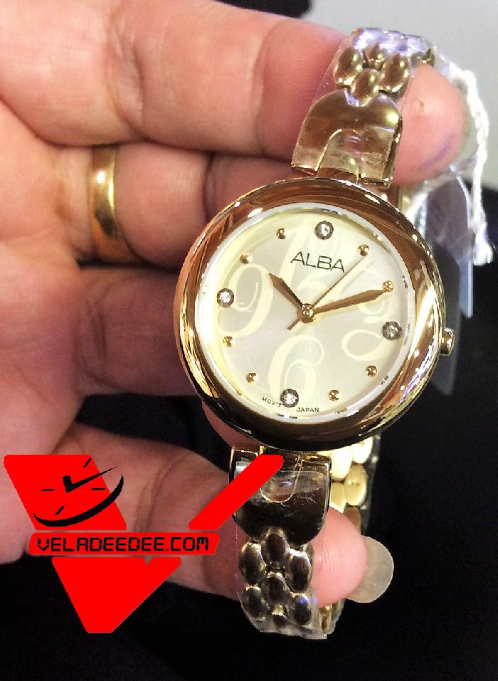 Alba modern ladies นาฬิกาข้อมือหญิง ทรงกลม สายสแตนเลสสีทอง รุ่น AH8332X1
