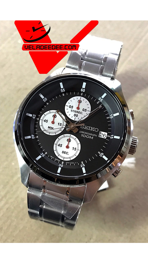 SEIKO Neo Sport Chronograph นาฬิกาข้อมือผู้ชาย หน้าปัดดำ รุ่น SKS545P1