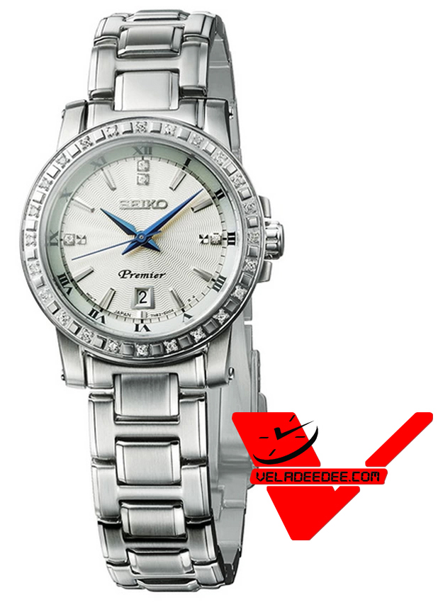 Seiko Premier Diamond Sapphire glass นาฬิกาข้อมือผู้หญิง สายสแตนเลส เพชรแท้ รุ่น SXDG57P1 