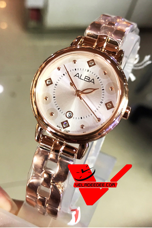 ALBA modern ladies   นาฬิกาข้อมือหญิง สายสแตนเลสสีทองชมพู รุ่น AH7L52X1 (PinkGold)