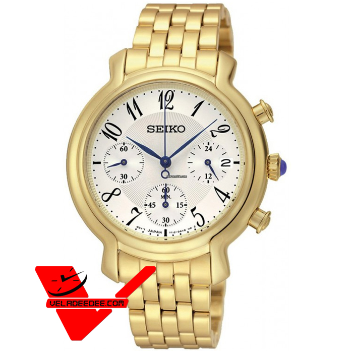 SEIKO Chronograph นาฬิกาข้อมือผู้หญิง สีทอง สายสแตนเลส รุ่น SRW874P1