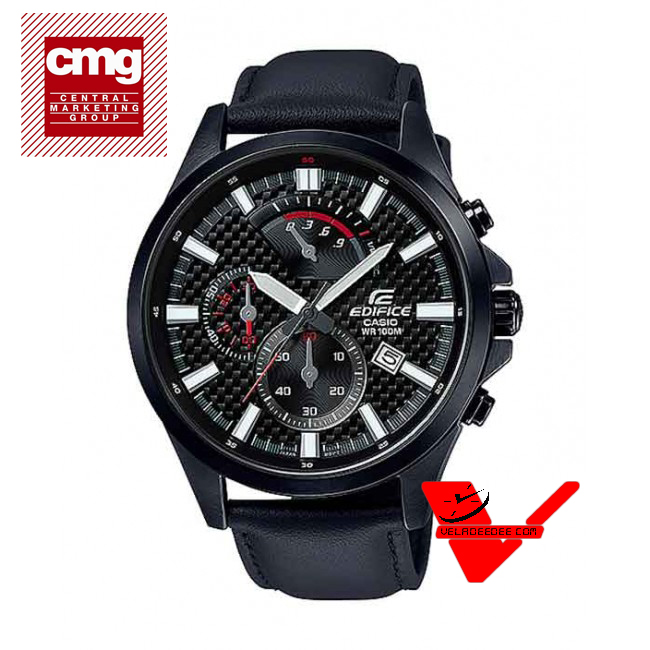 Casio Edifice นาฬิกาข้อมือผู้ชาย สายหนังแท้ (ประกัน CMG ศูนย์เซ็นทรัล1) รุ่น EFV-530BL-1AV