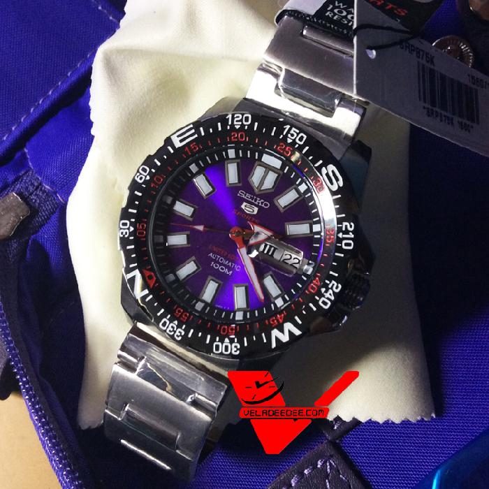 Seiko Mini Monster  Limited Editions นาฬิกาข้อมือผู้ชาย สายสแตนเลส กระจก Sapphire Crystal (แถมสายยางซิลิโคน 1 เส้น) รุ่น SRPB75K