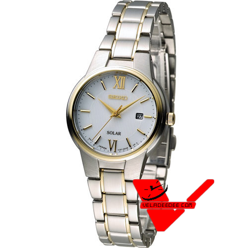 SEIKO Solar นาฬิกาข้อมือผู้หญิง สายสแตนเลส 2 กษัตริย์ รุ่น SUT230P1 